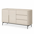 Sideboard mit Türen und Schubladen MDF Holzwerkstoff Cremeweiß Metallgestell Schwarz 160 cm x 40 cm x 80 cm