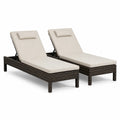 Gartenliegen Set 2 Stück Sonnenliegen Aluminium PE Rattan verstellbare Rückenlehne rechteckig Beige Dunkelbraun 200 cm