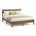 Holzbett Doppelbett 180 x 200 cm Bettgestell Naturholzfarben mit Kopfteil Holzrahmen mit Mittelstütze