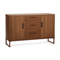 Sideboard mit Türen und Schubladen Holzwerkstoff Nussbaumoptik Schwarz Metallfüße 160 cm x 40 cm x 80 cm