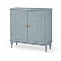 Sideboard mit 2 Türen Relief Blütenmuster MDF Holzwerkstoff Blaugrau Gold 120 cm 40 cm 90 cm