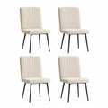 Esszimmerstuhl Set 4 Stück gepolstert Stoff Rückenlehne Metallbeine Beige Schwarz 45 x 55 x 88 cm