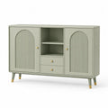 Sideboard mit 2 Türen 2 Schubladen offenen Fächern MDF Holzwerkstoff Salbeigrün Gold 120 cm 40 cm 80 cm