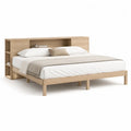 Stauraumbett 140 x 200 cm Bettgestell Naturholz mit integriertem Kopfteil Regal und offenen Fächern rechteckig Holzoptik